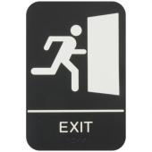 Exit Sign with Braille, 6x9 Black Plastic