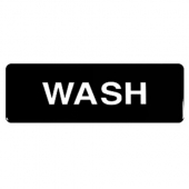 &quot;Wash&quot; Sign, 9x3 Black Plastic