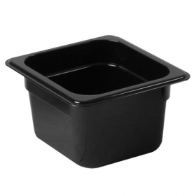 Food Pan, 1/6 Size, 4&quot; Deep, Black Plastic