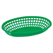 Winco - Basket, Oval Green Plastic, 10.25x6.75x2, 12 count