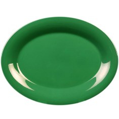 Platter, 12x9 Oval Green Melamine