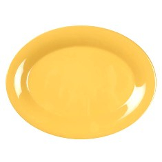 Platter, 12x9 Oval Yellow Melamine, 12 count