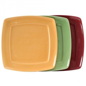 Tuxton - DuraTux Square Plate, 11x11x1.125 Assorted Color (Butterscotch, Pistachio, Cranberry) China