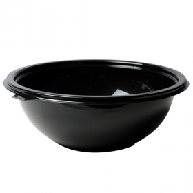 Fineline Settings - Super Bowl Salad Bowl, 160 oz Black PET Plastic, 25 count