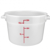 Winco - Food Storage Container, 12 Quart Round White PP Plastic