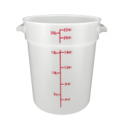 Winco - Food Storage Container, 22 Quart Round White PP Plastic