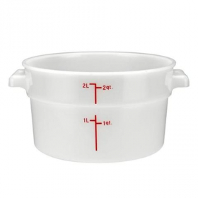 Winco - Food Storage Container, 2 Quart Round White PP Plastic