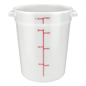 Winco - Food Storage Container, 8 Quart Round White PP Plastic, each