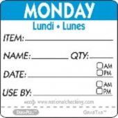 Label, 2&quot; Square, &quot;Monday&quot;