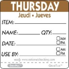 Label, 2&quot; Square, &quot;Thursday&quot;