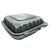 Primo - Hinged Container, 8&quot; MFPP Black with 1 Compartment, 150 count