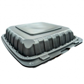 Primo - Hinged Container, 9&quot; MFPP Black with 1 Compartment, 150 count