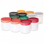 Carlisle - Store n' Pour Containers, 1 Pint (16 oz) with Assorted Color Caps, 12 count