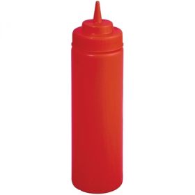Winco - Squeeze Bottle, 16 oz Red Plastic, Wide Mouth