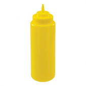 Winco - Squeeze Bottle, 32 oz Yellow Plastic, Wide Mouth