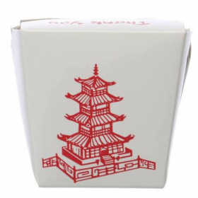 Food Pail, 16 oz (Pint) with Red/White Pagoda Design, No Handle, 450 count