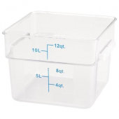 Winco - Food Storage Container, 12 Quart Square Translucent PP Plastic, each