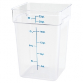 Winco - Food Storage Container, 22 Quart Square Translucent PP Plastic, each