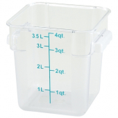 Winco - Food Storage Container, 4 Quart Square Translucent PP Plastic, each