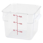 Winco - Food Storage Container, 6 Quart Square Translucent PP Plastic, each