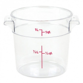 Cambro - Camwear Rounds Food Storage Container, 1 Quart Round Clear PC Plastic