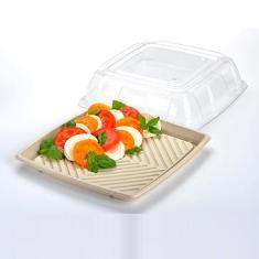 Sabert - Lid for 14&quot; Square Platter, Clear Recyclable Plastic