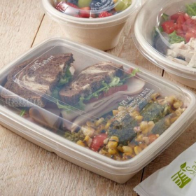 Sabert - Lid for 20-30 oz Rectangle Container, Clear PLA Plastic
