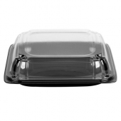 Sabert - UltraStack Platter Combo, 10.7&quot; Square Black Base with 3&quot; Clear Dome Lid, 25/25 count
