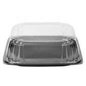 Sabert - UltraStack Platter Combo, 14.1&quot; Square Black Base with 3&quot; Clear Dome Lid, 25/25 count