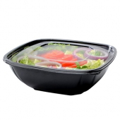 Fineline Settings - Super Bowl Plus Flat Lid, Fits 80-160 oz Square Black, Clear PETE Plastic, 50 co