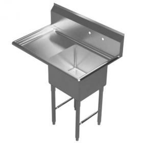 GSW - Sink with 1 Compartment and 1 Left 18" Drain Board, Bowl Size 18x24x14 Stainless Steel, each