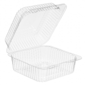 Inline Plastics - SureLock Hinged Lid Container, Clear PET Plastic, 5.5x5.44x3.125