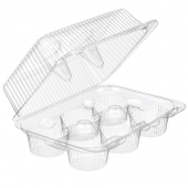 Inline Plastics - SureLock Hinged Muffin/Cupcake Container, Holds 6, 10x7x4 Clear PET Plastic, 300 c