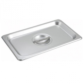 Winco - Steam Table Pan Cover, 1/4 Size Flat Solid Stainless Steel