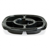 Fresh &#039;n Clear Catering Tray with 5 Compartments, 12&quot; Black PET Plastic