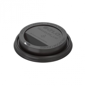 Solo - Traveler Dome Lid, Black PS Hot Drink Lid with Sip Hole, Fits 10-24 oz, 1000 count