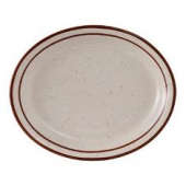 Tuxton - Bahamas Platter, 9.5x7.5 Oval Eggshell with Brown Speckles, 24 count