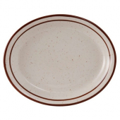 Tuxton - Bahamas Platter, 13.25x10.5 Oval Eggshell with Brown Speckles, 12 count