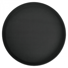 Winco - Serving Tray, 14&quot; Round Black Deluxe Fiberglass, Non-Slip