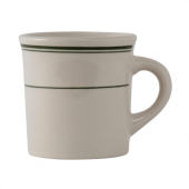 Tuxton - Green Bay Canton Mug, 9 oz Eggshell with Green Bands