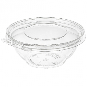 Inline Plastics - Safe-T-Fresh Bowl, 24 oz Tamper Evident Tear Strip Lock, Clear PET Plastic Hinged