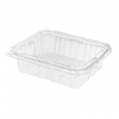 Inline Plastics - Safe-T-Fresh Container, 48 oz Tamper Evident Tear Strip Lock, Clear PET Plastic Hi