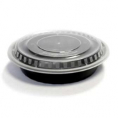 TTM - Food Container, 24 oz Round PP Black Base with Clear Lid, 7.25x7.25x2.25, 150 count