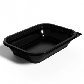 TTM - Food Container Base, 8.25x6x1.75  24oz Black PP Plastic, 400 count