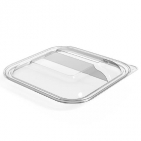 TTM - Food Container Lid for 2 Compartment Base, 9.25x9.25 Clear PP Plastic, 400 count