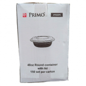 Primo - Food Container, 48 oz Round Black Base with Clear Lid, 150 count