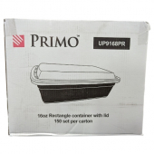 Primo - Food Container, 16 oz Rectangular Black Base with Clear Lid, 150 count