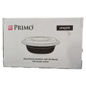 Primo - Food Container, 24 oz Round Black Base with Clear Lid, 150 count