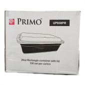 Primo - Food Container, 24 oz Rectangular Black Base with Clear Lid, 150 count