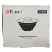Primo - Food Container, 38 oz Round Black Base with Clear Lid, 150 count